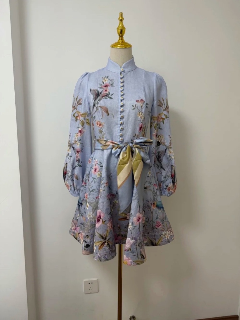 Zimmermann Rebellion belted printed linen mini dress